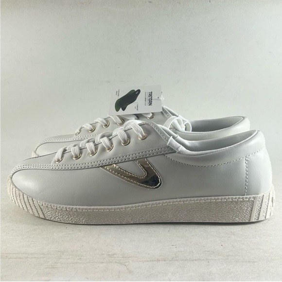 Tretorn Nylite Plus Leather Women’s Shoes White and Gold Women’s Size 10 M - Picture 3 of 6